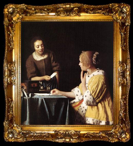 framed  Jan Vermeer Lady with Her Maidservant Holding a Letter, ta009-2